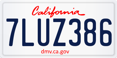 CA license plate 7LUZ386