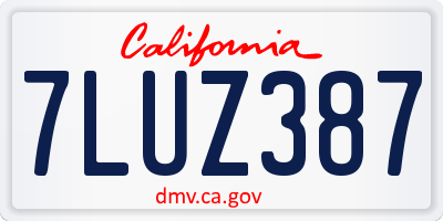 CA license plate 7LUZ387
