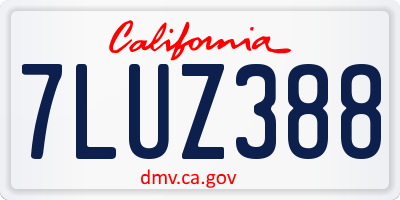 CA license plate 7LUZ388