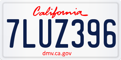CA license plate 7LUZ396