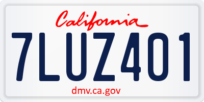 CA license plate 7LUZ401
