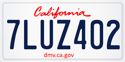 CA license plate 7LUZ402