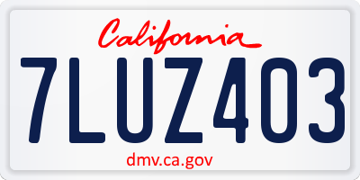 CA license plate 7LUZ403