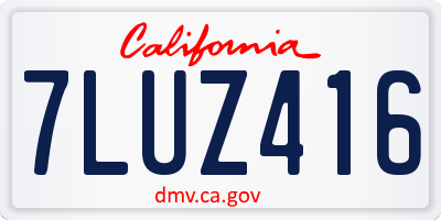 CA license plate 7LUZ416