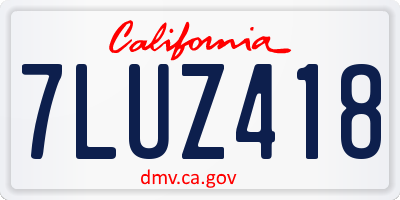 CA license plate 7LUZ418