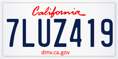 CA license plate 7LUZ419