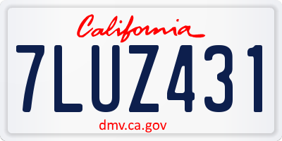 CA license plate 7LUZ431