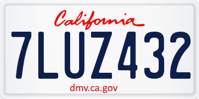 CA license plate 7LUZ432