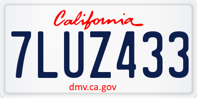 CA license plate 7LUZ433