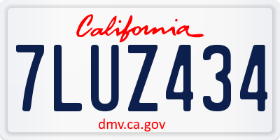 CA license plate 7LUZ434