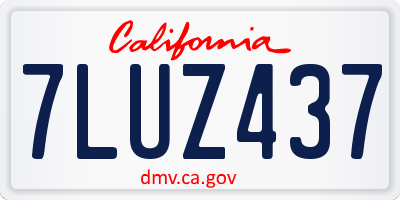 CA license plate 7LUZ437