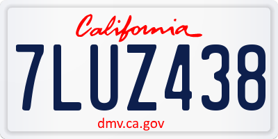 CA license plate 7LUZ438