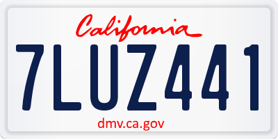CA license plate 7LUZ441
