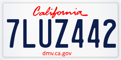 CA license plate 7LUZ442