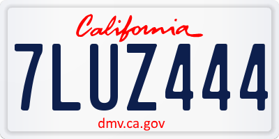 CA license plate 7LUZ444
