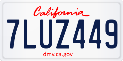 CA license plate 7LUZ449