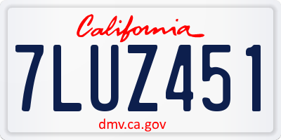 CA license plate 7LUZ451