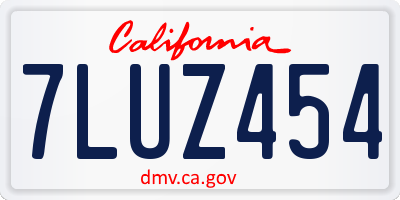 CA license plate 7LUZ454