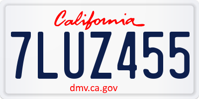 CA license plate 7LUZ455