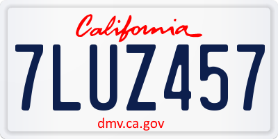 CA license plate 7LUZ457