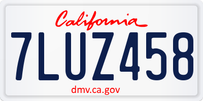 CA license plate 7LUZ458