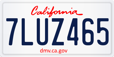CA license plate 7LUZ465