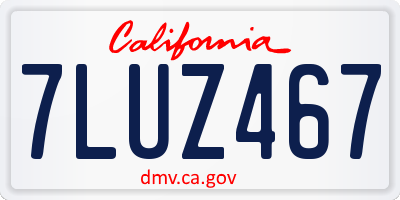 CA license plate 7LUZ467