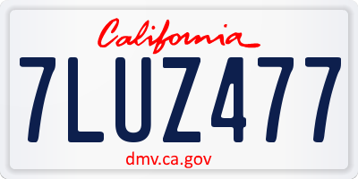 CA license plate 7LUZ477