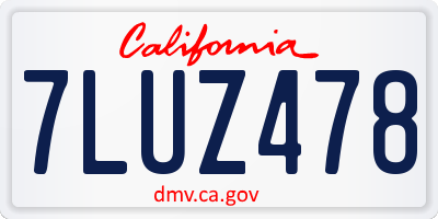 CA license plate 7LUZ478