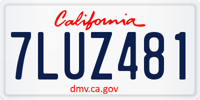 CA license plate 7LUZ481