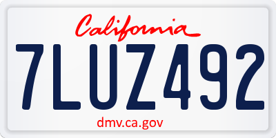 CA license plate 7LUZ492