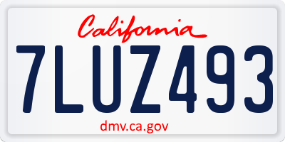 CA license plate 7LUZ493