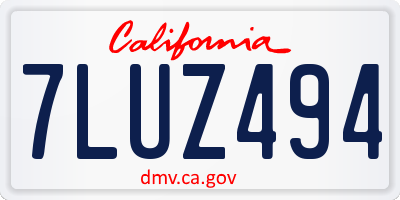 CA license plate 7LUZ494