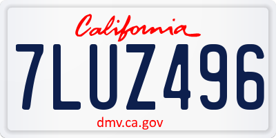 CA license plate 7LUZ496