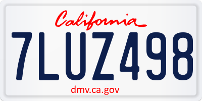 CA license plate 7LUZ498