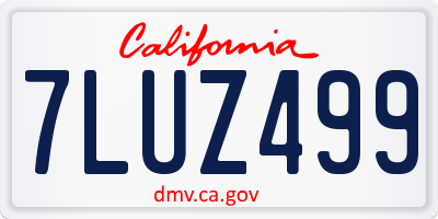 CA license plate 7LUZ499