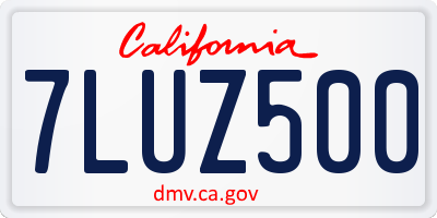 CA license plate 7LUZ500
