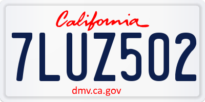 CA license plate 7LUZ502