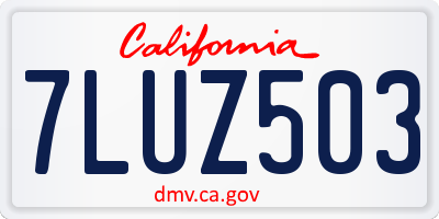 CA license plate 7LUZ503