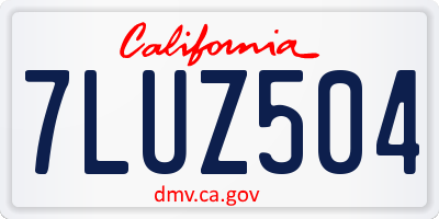 CA license plate 7LUZ504