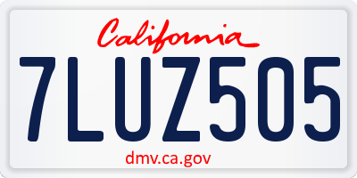 CA license plate 7LUZ505