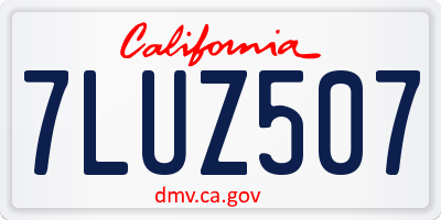 CA license plate 7LUZ507