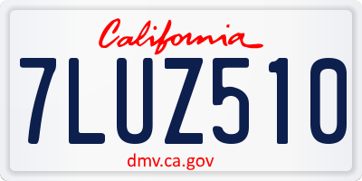 CA license plate 7LUZ510