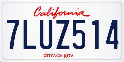 CA license plate 7LUZ514
