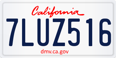 CA license plate 7LUZ516