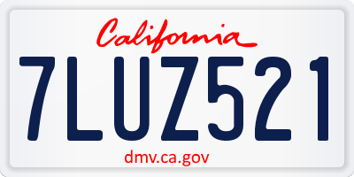 CA license plate 7LUZ521