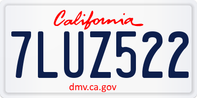CA license plate 7LUZ522