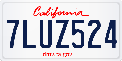 CA license plate 7LUZ524