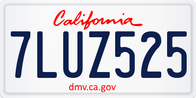 CA license plate 7LUZ525