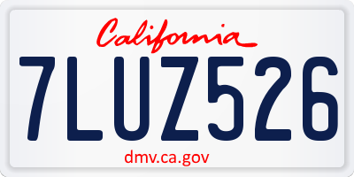 CA license plate 7LUZ526
